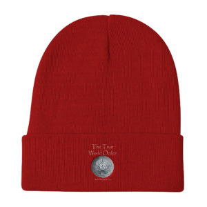 "The True World Order" Knit Beanie, Embroidered Design, Dark Colors