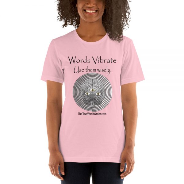 The True World Order "Words Vibrate, Use Them Wisely" Short-Sleeve Unisex T-Shirt, Light Colors - Image 12