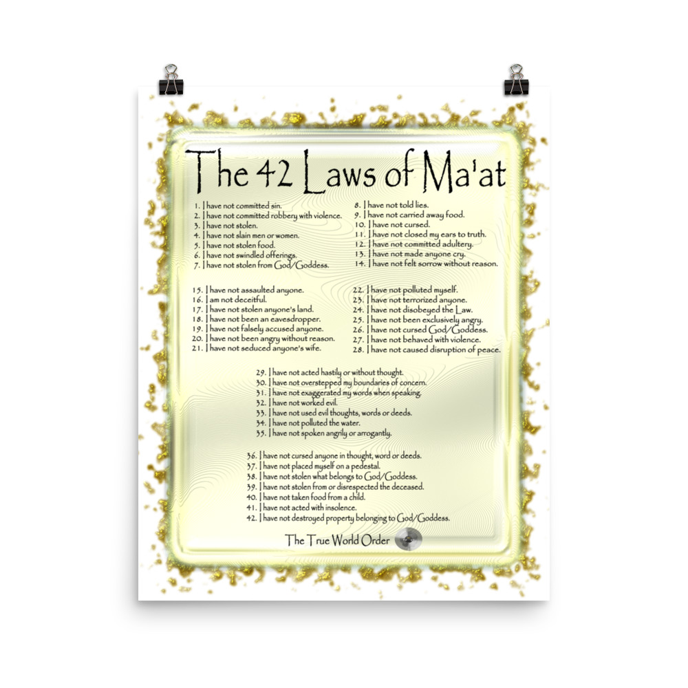 The True World Order “42 Laws of Ma’at” Set in Molten Gold Tray Photo