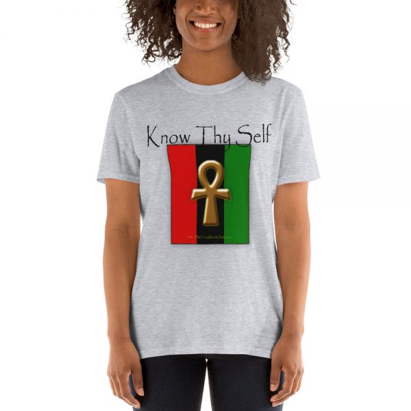 TTWO “Ankh”, “Know Thy Self” and 42 Laws of Ma’at” Short-Sleeve Unisex T-Shirt, White, Sport Grey - Image 3