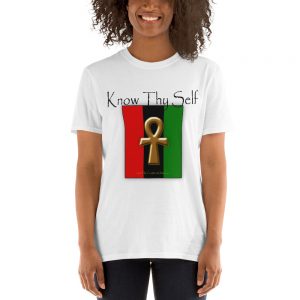 TTWO “Ankh”, “Know Thy Self” and 42 Laws of Ma’at” Short-Sleeve Unisex T-Shirt, White, Sport Grey