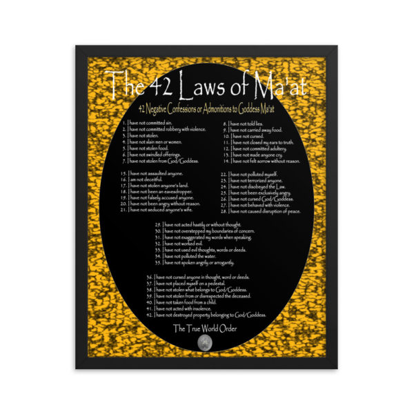 The True World Order “The 42 Laws of Ma’at Set In Stone” Framed Poster, 16x20