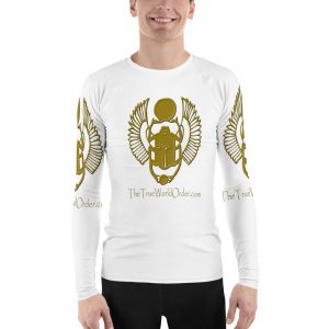 TTWO “Golden Winged Scarab” Men's Rash Guard, Solid White