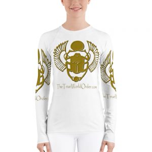 TTWO “Golden Winged Scarab” Women’s Rash Guard, Solid White