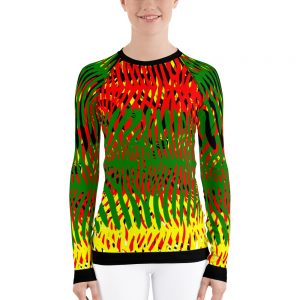 TTWO-African-Colors-Zebra-Print-Womens-Rash-Guard-_mockup_Front_On-Model