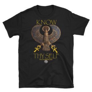 The True World Order "Heru, 2 Golden Ankhs, Know Thy Self" Short-Sleeve Unisex T-Shirt, Black