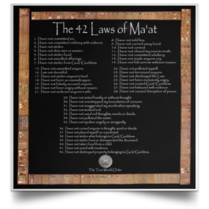 The True World Order "42 Laws of Maat Surrounded by Papyrus of Ani" Satin Poster
