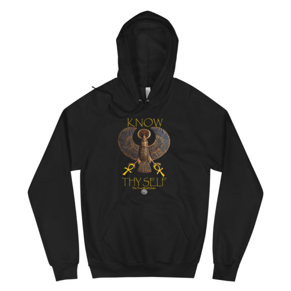 The True World Order “Heru, 2 Ankhs, Know ThySelf, 42 Laws of Ma’at” Unisex Fleece Hoodie, Flat
